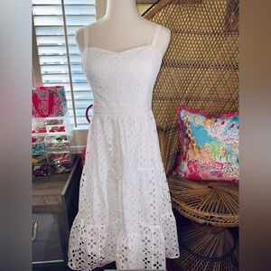 Lilly Pulitzer NWT Majorie Eyelet Dress White Flirty Floral Eyelet $268 Size 10